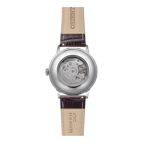 Image of Orient Bambino RA-AC0033Y30B 40.5mm Automatic Mechanical Men's Dress Watch - Ivory Dial, Stainless Steel Case, Brown Leather Strap, Domed Mineral Crystal & Date Display
