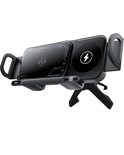 Image of SEVENAIRE Z1 Wireless Car Charger Mount, Auto-Clamping 15W Dual Coil One-Touch 90 Rotatable Car Phone Holder Wireless Charger for Galaxy Z Fold 7 /6 /5 /4, Z Flip, Galaxy S Series, iPhone, Pixel & More