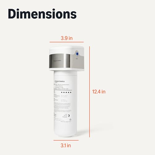 Image of Amazon Basics Under Sink Water Filter System, NSF /ANSI 42 & 372 Certified, Easy Twist-and-Lock Design, 11,000 Gallons, 1 Year Service Life, White