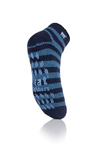 HEAT HOLDERS Men's Stripe Ankle Slipper Socks Navy/Denim/Men's 7-123