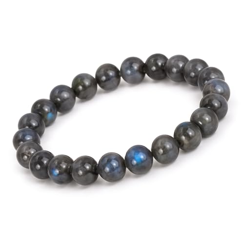 Unique Gems Pulsera de perlas Labradorita negra Ø 8mm Pulsera energética para...