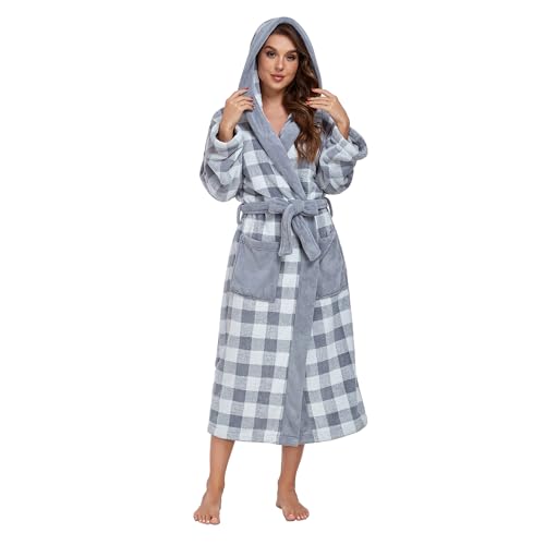RONGTAI Robe for Womens Fluffy Plaid Pri…