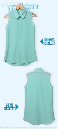 Women's Sleeveless Button Up Shirts for Work Casual Summer Solid Chiffon Blouses Office Shirt Vest3