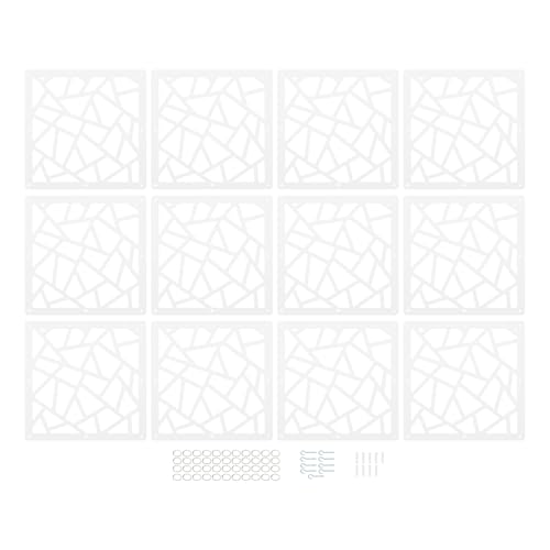 Biombo de 12 Paneles Separador de Ambientes, Biombos Separadores Colgantes, Tabique Separador Colgante de Ambientes, Patrón de Pantalla Geometría Irregular, 29 * 29 * 0,5 Cm, Color Blanco
