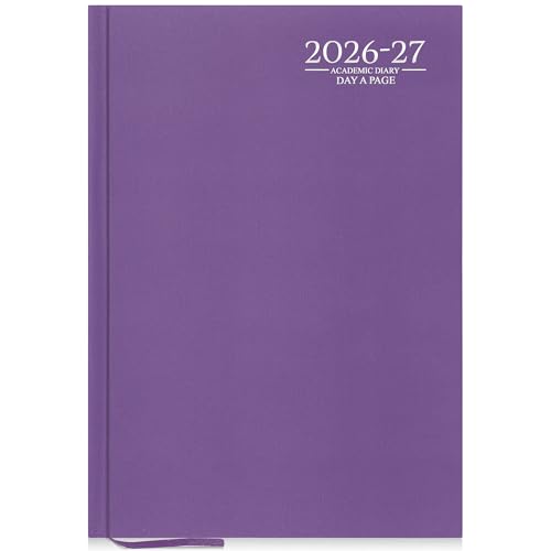 G4GADGET 2026-2027 Academic Diary A4 Day A Page Purple Hardback August 2026 to July 2027 Daily Planner Student Teacher School Organizer Appointment & Timetable Year Planner
