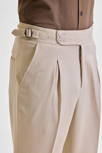 Image of SNITCH Beige Slim Fit Stretch Trousers