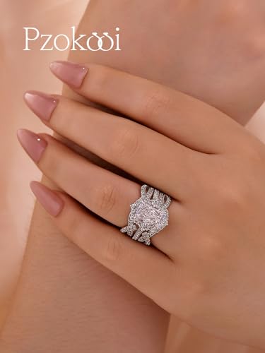 3.0 Carat Radiant Cut Insert Wedding Ring Set for Women,925 Sterling Silver 5A Cubic Zirconia Bridal Ring Set4