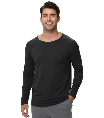 WiWi Men's Long Sleeve Tees Moisture Wicking Athletic Shirts Viscose from Bamboo Lightweight Fishing Crew Neck T-Shirt S-XXL