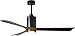 Matthews PA3-BK-WA-60 Patricia Indoor/Outdoor Damp Location 60" Ceiling Fan with LED Light and Remote & Wall Control, 3 Wood Blades, Matte Black