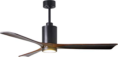 Matthews PA3-BK-WA-60 Patricia Indoor/Outdoor Damp Location 60 Ceiling Fan with LED Light and Remote & Wall Control, 3 Wood Blades, Matte Black
