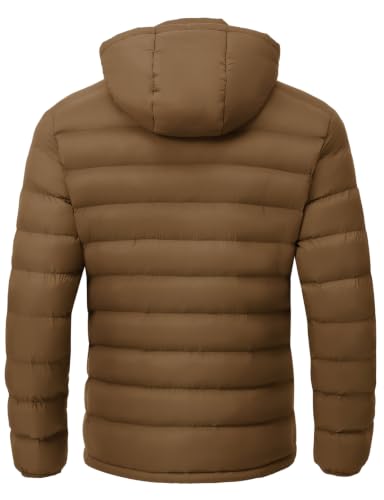 Image of TBMPOY Men's Lightweight Puffer Jackets Detachable Hood Water-Resistant Casual Winter Coat Hooded Insulated for Travel Ski