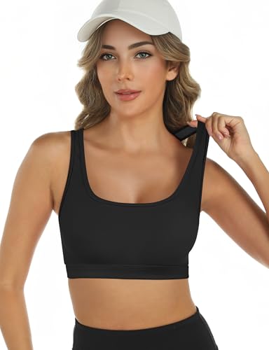 Buauty 2 Packs Sports Bras for Women,Medium Support Sports Bra Push Up Racerback, Yoga Gym Athletic Bras4