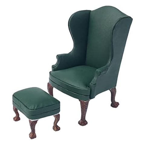 SM SunniMix Modern 1/12 Scale Miniature Dollhouse PU Leather Arm Sofa Furniture Decor Accessory , Green Single Sofa Cover