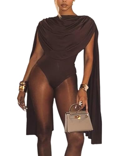ZUAVIALA Sexy Jumpsuits for Women Romper Shawl Sleeve Stacked Neck