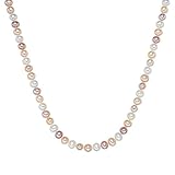 Feminine Perlenkette Valero Pearls Damen-Kette Hochwertige Süßwasser-Zuchtperlen in ca. 7 mm Oval weiß/apricot/flieder 925 Sterling Silber in verschiedenen Länge - Perlenkette Halskette mit echten Perlen 60201627
