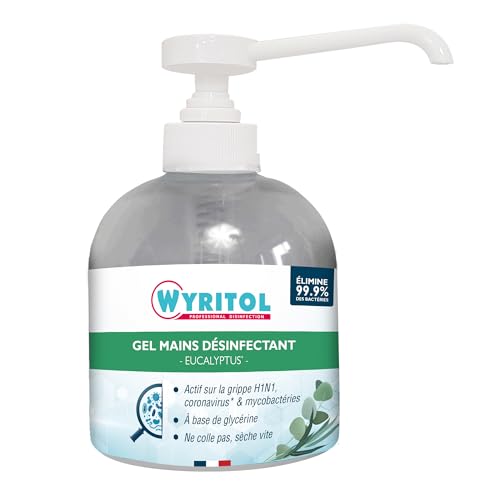 WYRITOL - Gel hydroalcoolique - Désinfectant mains - Antibactérien et virucide - Formule naturelle - 70,2% Ethanol - Parfum eucalyptus - 300 ML - Fabrication française