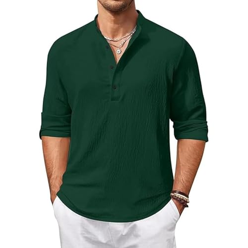 Image of Bellstone Men's Cotton Blend Solid Regular Fit Full Sleeve Short Kurta | Men's Trendy Short Kurta | Ethnic Stylish Casual Lightweight Summer Kurta for Daily and Occasion Use