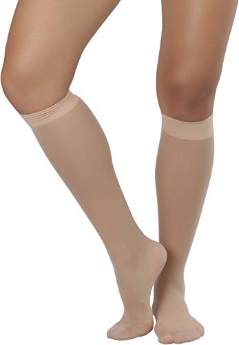 Image of ToBeInStyle Women Pack of 6 Sheer Knee-High Trouser Socks Reinforces Toes