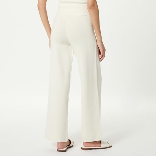 The Drop Women's Cynthia Cotton Blend Wide Leg Sweater Pant, Whisper White, S2