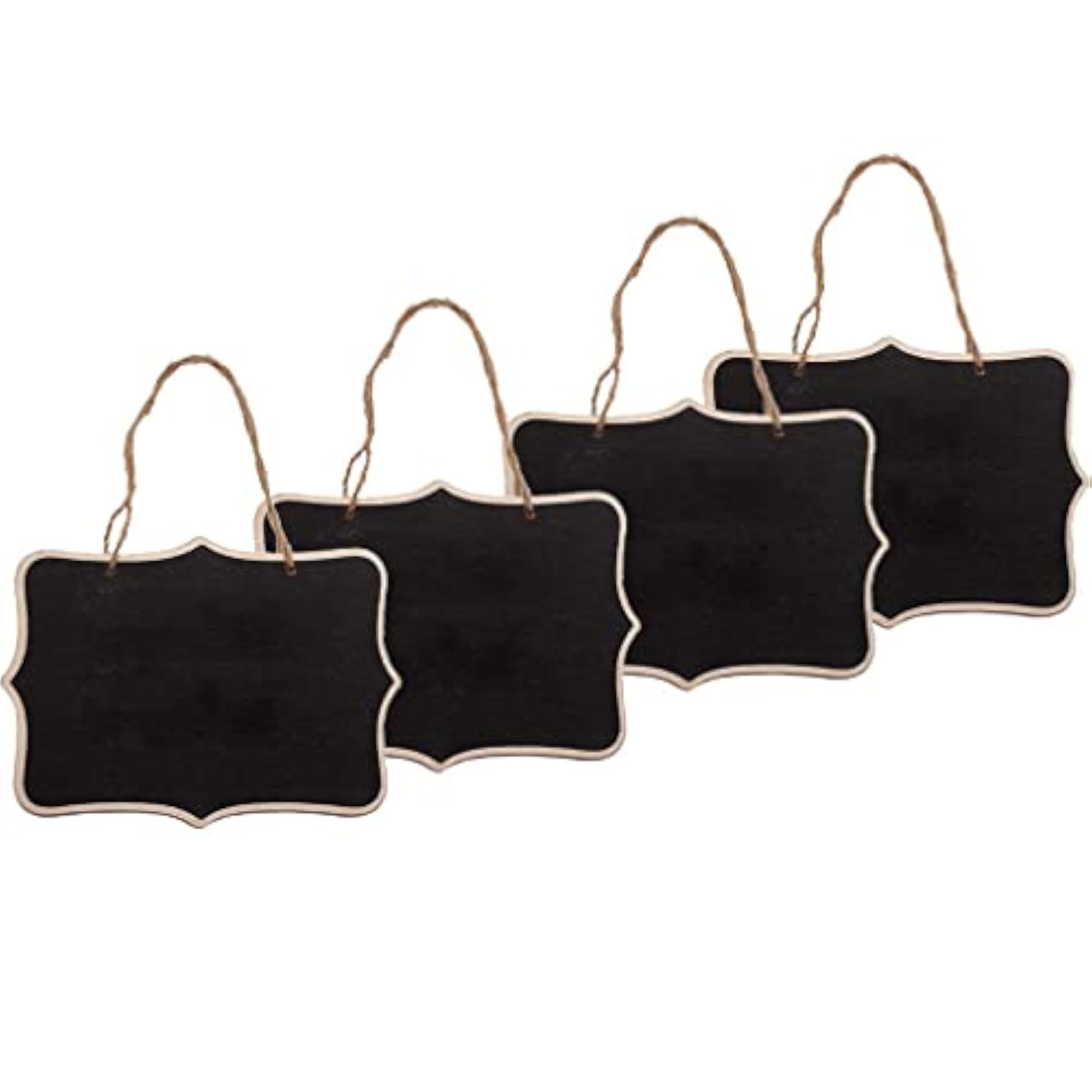 4Pcs Double Sided Mini Wooden Hanging Blackboard Message Tags