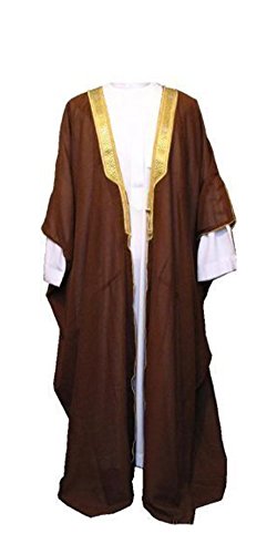 Desert Dress Brown Bisht Cloak Arab Dress Thobe Saudi Mens Robe Eid (Size: Adult)