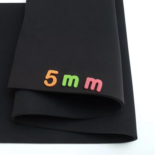 Neopren Wasserdichtes Gewebe Schwarz, 5 mm Dick, Nähstoff, Stretchstoff, Tauchstoff (Farbe: Schwarz, Größe: 45cm x 10cm)