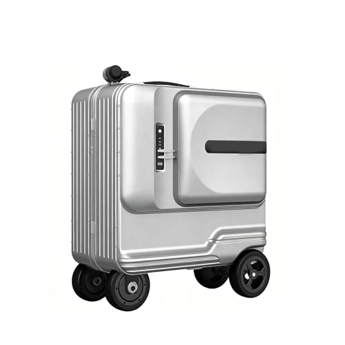 Jidanmian Maleta eléctrica de 24 Pulgadas y 48 litros, con Puerto USB, Impermeable y Ligera, Ideal para Viajes(Silver)