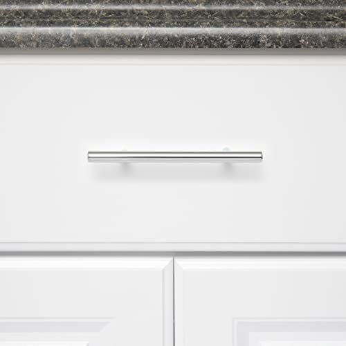 Image of South Main Hardware Euro Bar Cabinet Drawer Pull Handle (3 /8 inch Diameter), 5.88 inch Length (3.5 inch Hole Center), Polished Chrome, Mounting Hardware Included, 10-Pack