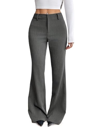 Womens Classic Casual Pants Low Waist Front Trousers,