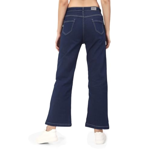 Image of TWGE - Women's Mid Rise Bootcut Jeans - Single Button, Stretchable Denim Pants - Ankle Length - Stylish Casual Wear