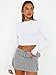 Trendy Queen Womens Long Sleeve Crop Tops Basic Slim Fitted Shirts Casual Fashion 2024 Going Out Y2k Tops Teen Girl Clothes White L
