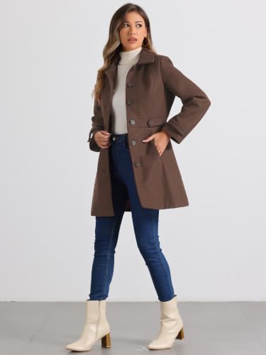 Image of Allegra K Women's Winter Classic Overcoat with Pockets Single Breasted Coat | Soft pea coat, Fully lined outerwear, Trendy, Fall office peacoat, Warm casual holiday everyday wear,