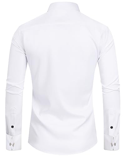 J.VER Tuxedo Shirts for Men French Cuff Dress Shirt with Metal Cufflinks Formal Business Pleated Shirt for Prom Wedding Party3