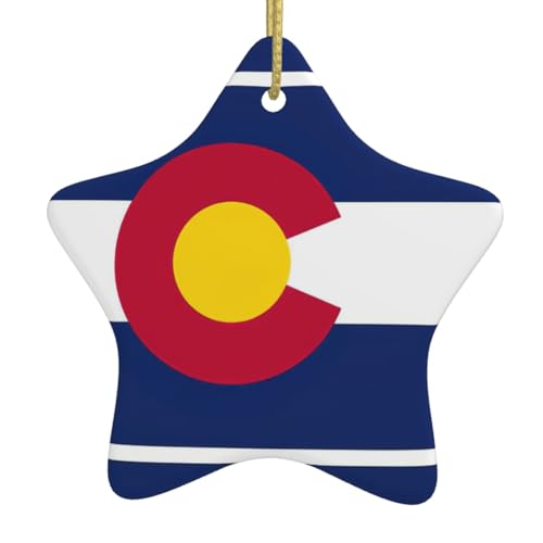 Colorado State - Bandera navideña cerámica con forma de estrella ornamento colgante para decoración de fiesta
