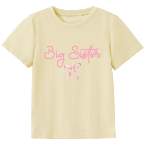 Image of Big Sister Announcement T Shirt Toddler Girls Promoted to Big Sister Tees Outfits 1-7 Years