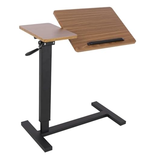 Overbed Bedside Table Adjustable Heights : Mobile Over Bed Bedside Desk with Hidden Rolling Wheels 75.5x40.8x97cm Tilting Desktop C Shape Sofa Side Table Hospital Bed End Table Laptop Table
