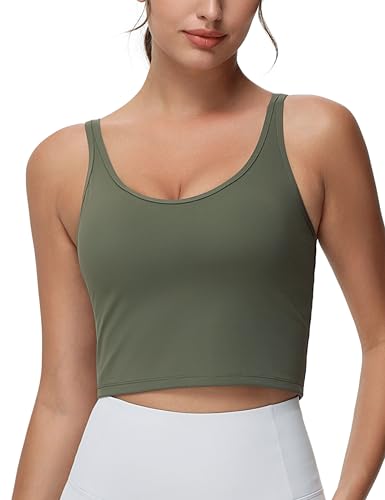 THE GYM PEOPLE Women's Longline Sports Bra Removable Padded Wireless Workout Yoga Tank Tops3