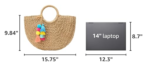 Bolso playero grande de paja para mujer miniatura 3