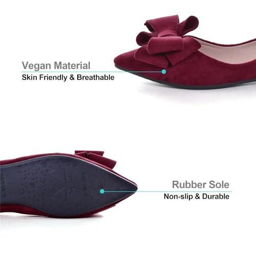 Hee grand Bow-Knot Ballet Flats Classic Pointed Toe Suede Dress Shoes Casual Comfort Slip-On Loafers Light Weight Walking Flats4