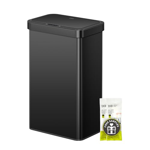 EKO 16 Gal Dual Compartment Motion Sensor Trash Can, Matte Black
