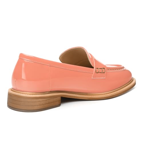 Image of JUSTDANNI Loafers for Women Slip On Shoes with Round Toe 1.2-Inch Low Chunky Block Heel Patent Comfortable Casual Dress Pump Shoes for Wedding Party Work Shopping Dating