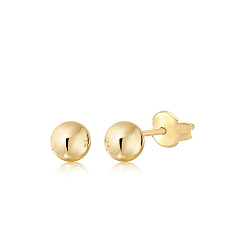 MASSETE 10k Yellow Gold Ball Stud Earrings for Women and Girls Nickel Free 5mm