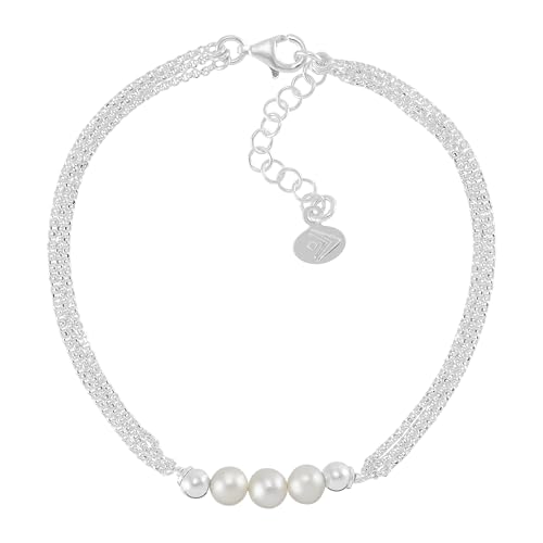 Silpada 'Pearl City' Sterling Silver Freshwater Pearl Chain Bracelet, 7" + 1"3