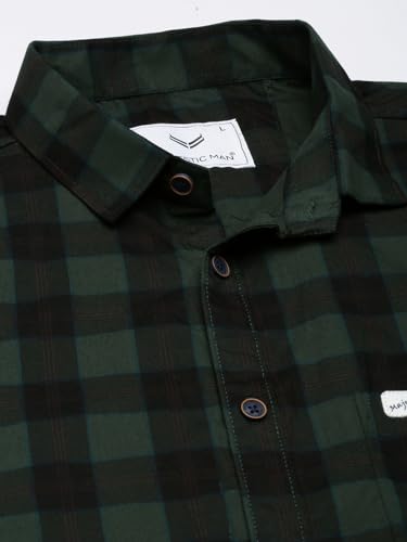 Image of Majestic Man Men Cotton Checkered Half Sleeve Slim Fit Casual Shirt