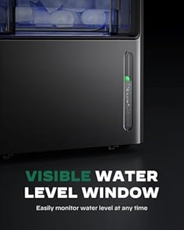 Silonn Portable Countertop Ice Maker - 20lbs of Bullet Ice per Day, Makes Ice in 6 Minutes, Stainless Steel with Visible Water Level Window, Ideal for Kitchen, Office, and Camping