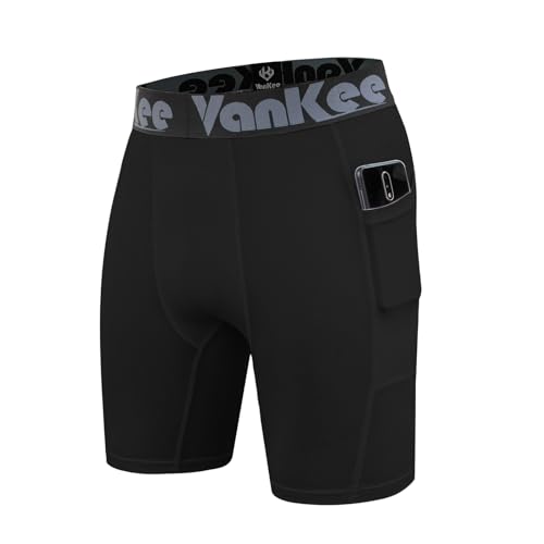 VanKee Men's Compression Pocket Shorts Pantalones con Tecnología De Secado Rápido y Transpirable Diseño De Malla para Correr Ciclismo Gimnasio Fútbol Yoga y Otras Prendas Deportivas Cómodas Duraderas