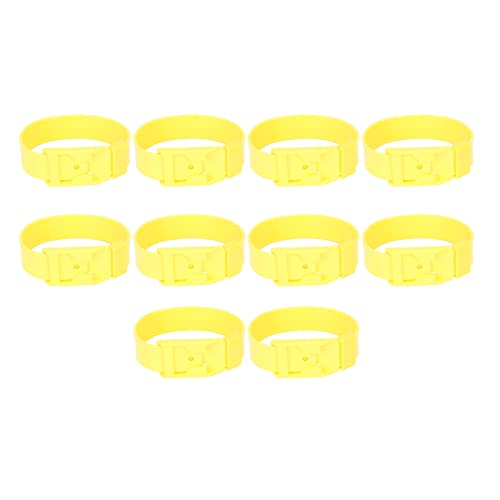 TANIQIACA 10Pcs Goat Collar Sheep Identification Bands, PU Material Livestock Marking, Monito and Management Tool for Farming Equipment, Mark and Distinguish Sheep Health Status (36cm Yellow)