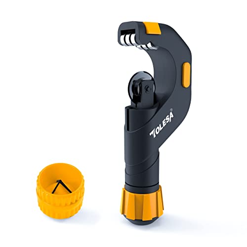 TOLESA Pipe Cutter, Cutting Capacity 0.2 - 2.0 inches (5 - 50 mm), Includes Pipe Reamer for Chamfering, Set of 2, For Deburring Pipes, For Cutting Stainless Steel Pipes, Copper Tubes, Iron