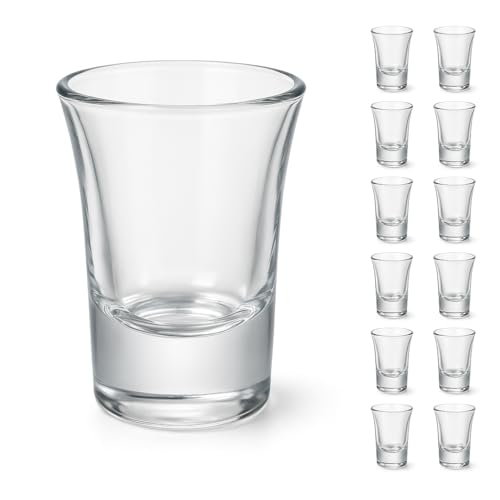 Carlso Schnapsgläser Set, 12 Stück, Glas, 4 cl, Spülmaschinenfest, Standfest, Shot Gläser für Party und Bar (12, 30835)
