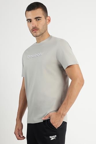 Image of Reebok Men's Cotton-Lycra Blend T-Shirt - 4-Way Stretch Smooth Smooth Round Neck Half Sleeve Tee for Men | Casual Tshirt for Men Stretchable Tshirt